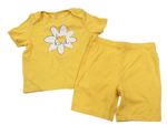 2set - Žluté tričko s kytičkou + kraťasy F&F