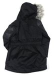 Černý šusťákový zimní kabát s prošívanou koženkou zn. F&F