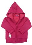 Růžový pletený propínací zateplený svetr s kapucí Lupilu