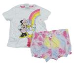 2Set - Bílé tričko s Minnie a Daisy + batikované kraťasy Disney
