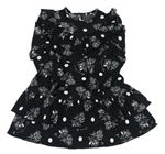 Černé puntíkaté šaty s květy River Island