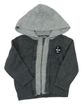 Tmavošedo-šedý propínací svetr s kapucí Mexx