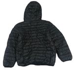 Černá prošívaná šusťáková jarní zateplená bunda s kapucí