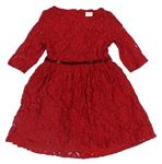 Červené krajkované šaty se třpytivým pruhem F&F
