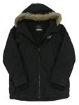 Černá šusťáková přechodová bunda s kapucí Primark