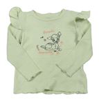 Zelenkavé žebrované triko s Bambima volánky Disney