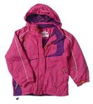 Růžovo-fialová šusťáková lyžařská bunda s odepínací kapucí Etirel