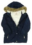 Tmavomodrá šusťáková zimní bunda s kapucí F&F
