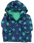 Tmavomodro-zelená šusťáková jarní bunda s hvězdami a kapucí George