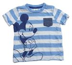 Modro-bílé pruhované tričko s Mickeym Disney
