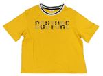 Žluté crop tričko s nápisem Candy couture