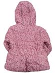 Růžová šusťáková zimní bunda se sovičkami a kapucí s kožešinou zn. NUTMEG