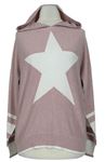 Dámský růžový svetr s hvězdičkou a kapucí F&F