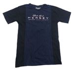Tmavomodro-černé tričko s nápisem Hersey