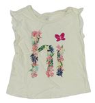 Smetanové tričko s nápisem s květů GAP