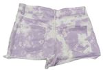 Levandulovo-bílé batikované riflové kraťasy zn. H&M