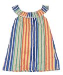 Barevné pruhované bavlněné šaty s volánkem H&M