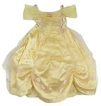 Kostým - Žluté saténovo/sametové šaty s flitry a tylem - Belle Disney