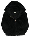 Černá kožešinová zateplená bunda s kapucí F&F