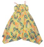 Žluté šifonové šaty s papoušky a listy H&M
