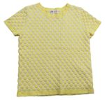 Bílo-žluté pletené tričko s puntíky H&M