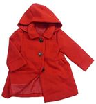 Červený flaušový podšitý kabát s kapucí Matalan