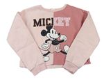 Růžová crop mikina s Mickey Mousem Disney