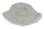 Šedo-bílý kostkovaný plátěný klobouk Tu