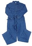 Modrý riflový kalhotový overal s límečkem a zavazováním F&F