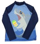 Modro-tmavomodré UV triko se žralokem H&M