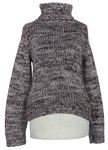Dámský růžovo-šedý melírovaný svetr s rolákem 
