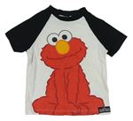 Bílo-černé tričko Sezamová ulice - Elmo Next