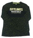 Černo-zelené melírované triko s nápisy Yigga 