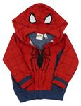 Červeno-tmavomodrá propínací mikina Spiderman s kapucí Marvel