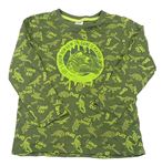 Khaki-zelené pyžamové triko s dinosaury Kiki&Koko