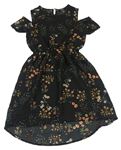 Černé květované šifonové šaty New Look