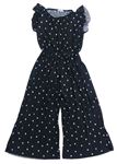 Černo-bílý puntíkatý plisovaný kalhotový culottes overal s volánky H&M